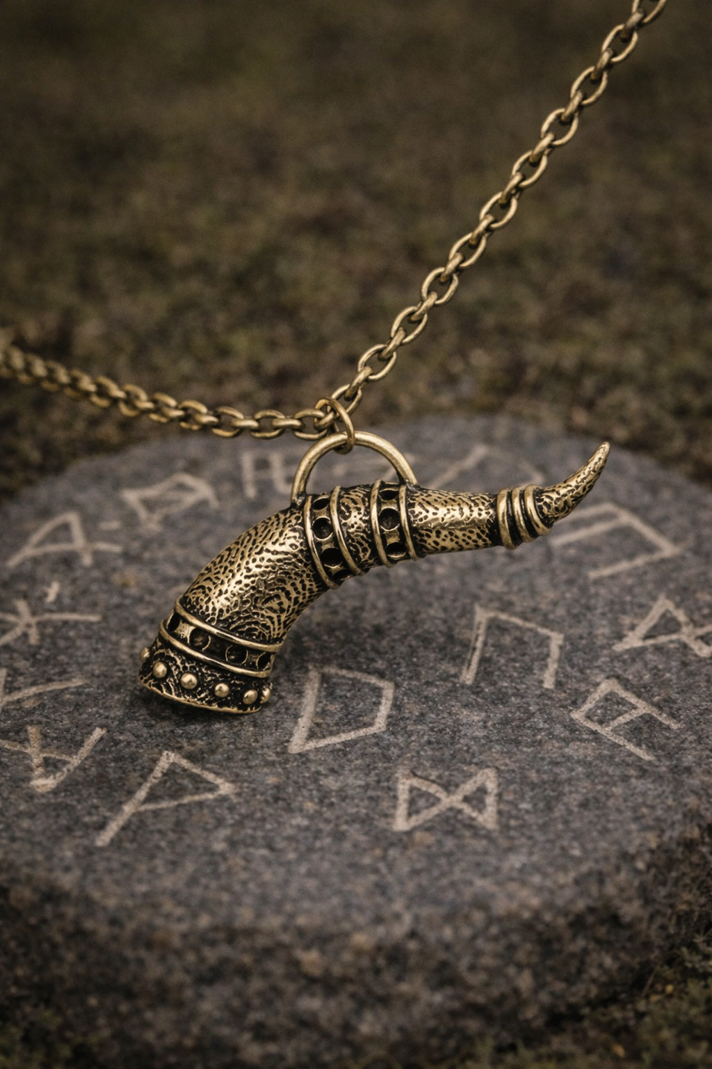 Horn of Valhalla's Feast Nordic Necklace – Classic Gold