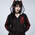Japanese Gothic Harajuku Cat Ear Hoodie | AKAI NEKO Full-Zip