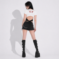 Gothic Ribbon Crop Top | Lolita Bloodly Witchy | Cotton Blended