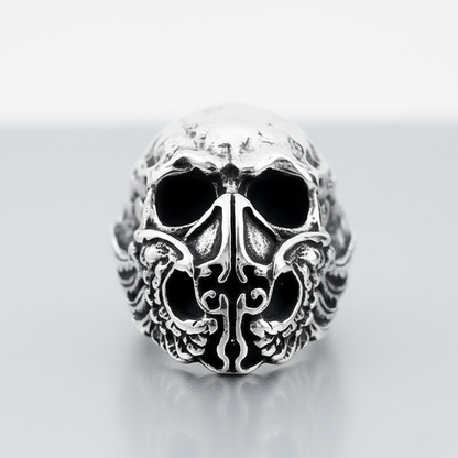 Black Metal Mask Skull Ring
