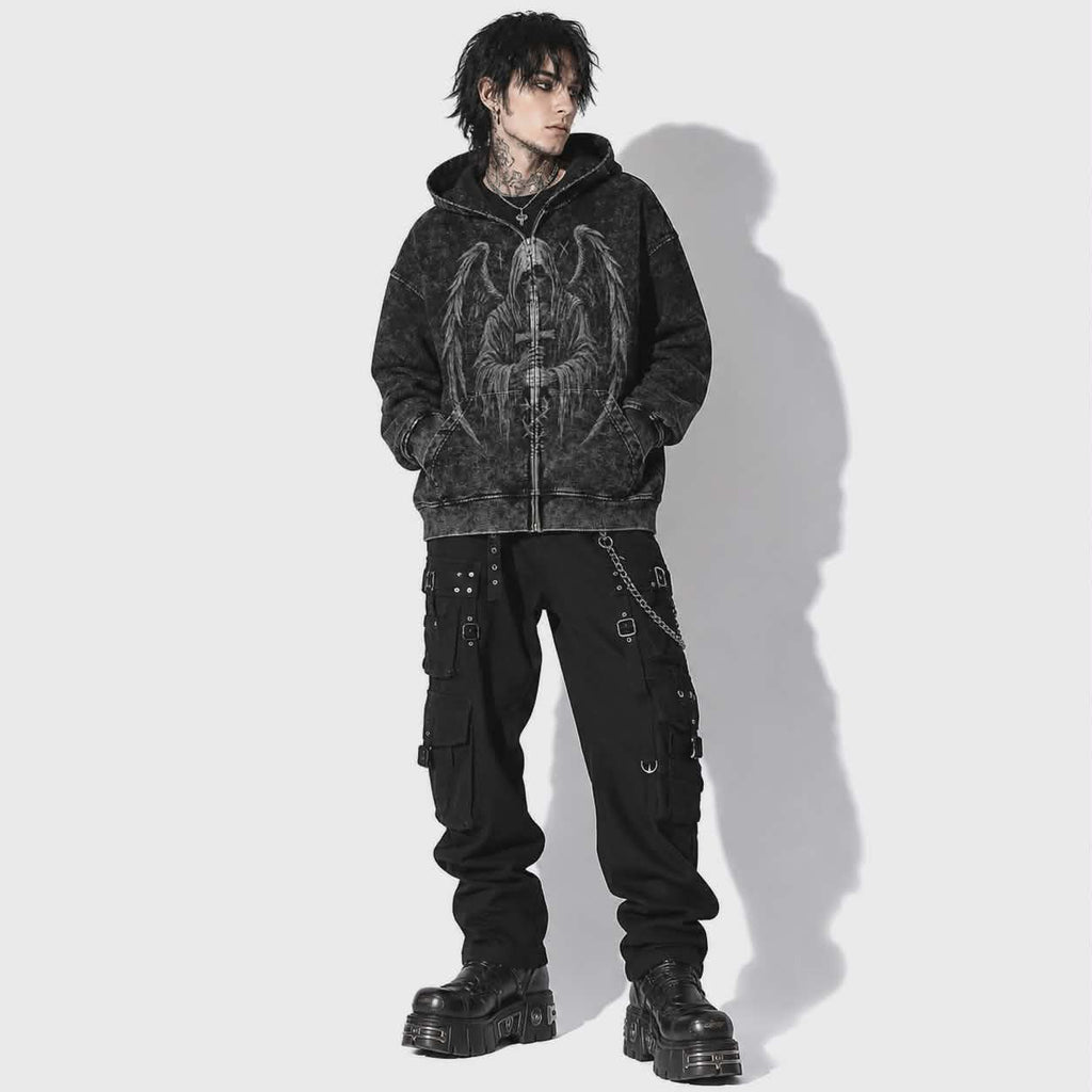 Fallen Cathedral Full-Zip Hoodie | Heavyweight Gothic Oversized Zip Hoodie