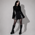Punk Goth Plaid Mini Skirt with Buckles | Dark Academia Alternative Skirt
