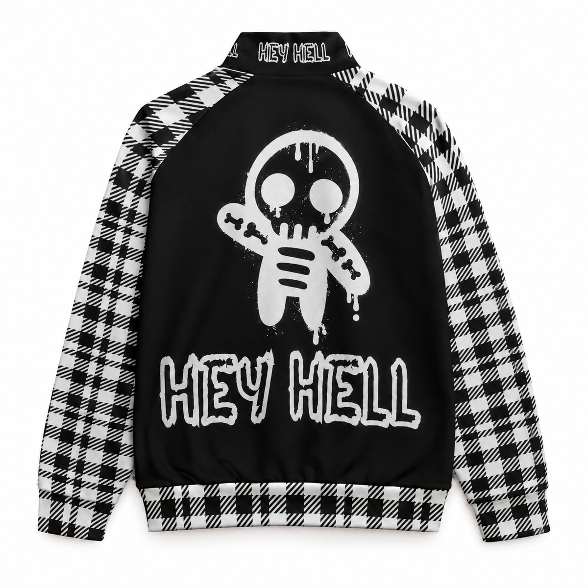 HEY HELL Punk Gothic Checkered Zip-Up Jacket | Y2K Grunge Streetwear