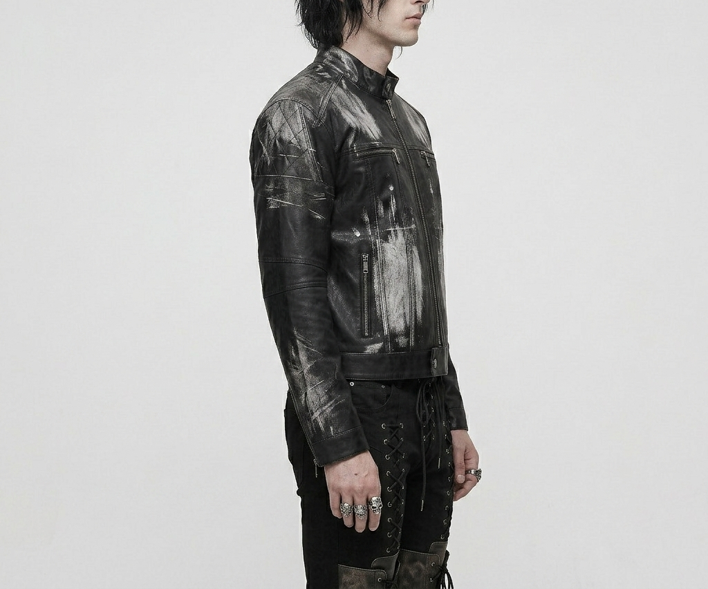 Unisex Punk Moto Jacket | Ash Requiem | Punkgoth Streetwear
