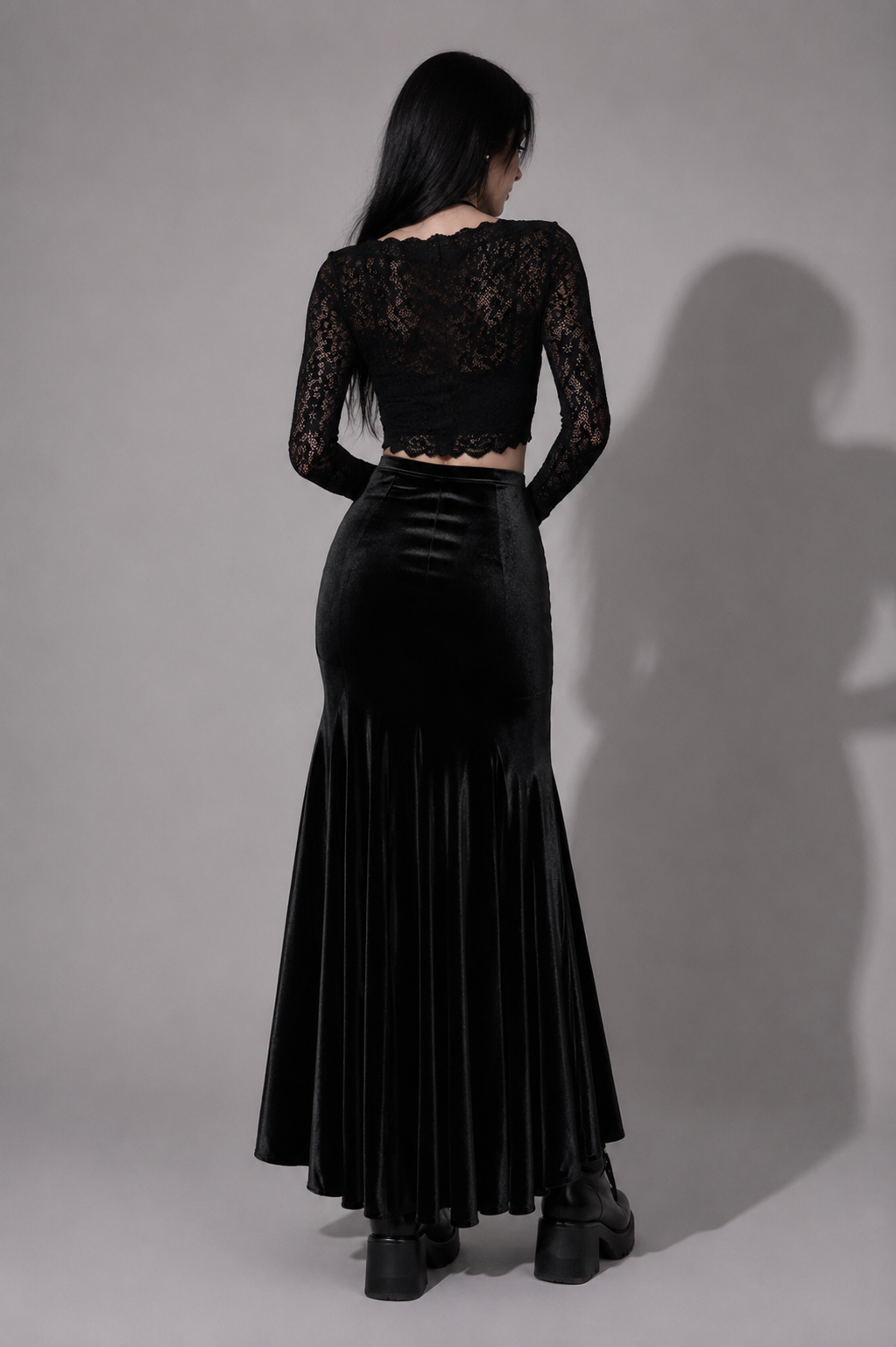 Romantic Gothic Maxi Skirt | Midnight Rose Elegance | Dark Rose Spell
