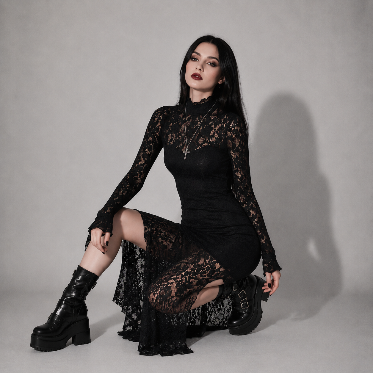 gothic style dresses IKADEX Lolita Dress for Women Black Lace Dress Velvet Mini Goth Clothes for Teen Girls #A: Black S : Clothing, Shoes & Jewelry whether its a formal event or a night at the opera Black Velvet Gothic Dress with