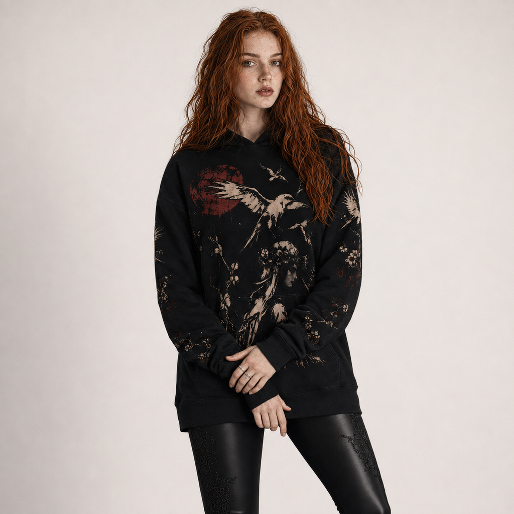 Slavic Gothic Oversized Hoodie | Lady of the Dark Forest | Premium Full Print 280 GSM