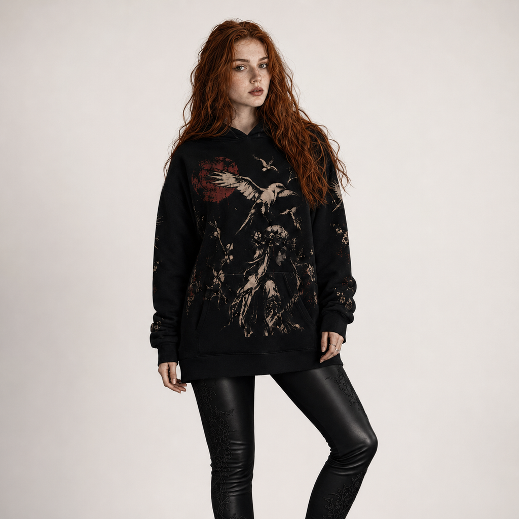 Slavic Gothic Oversized Hoodie | Lady of the Dark Forest | Premium Full Print 280 GSM