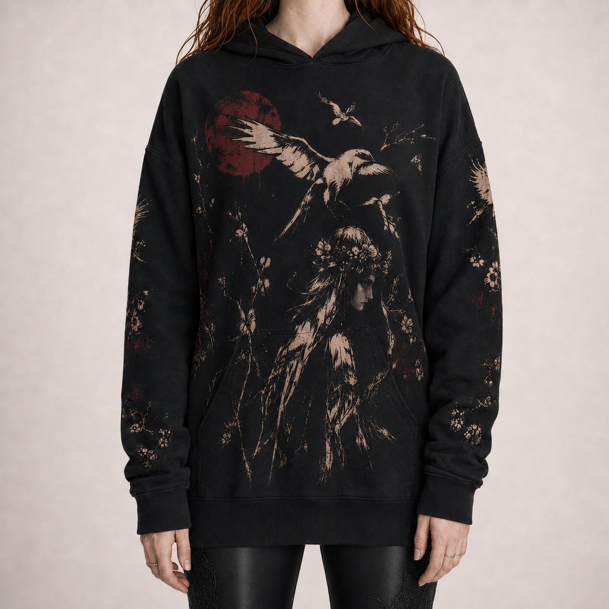 Slavic Gothic Oversized Hoodie | Lady of the Dark Forest | Premium Full Print 280 GSM