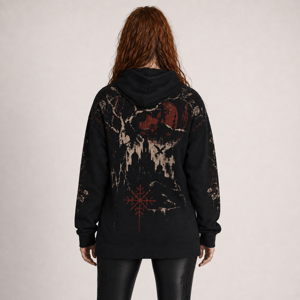 Slavic Gothic Oversized Hoodie | Lady of the Dark Forest | Premium Full Print 280 GSM
