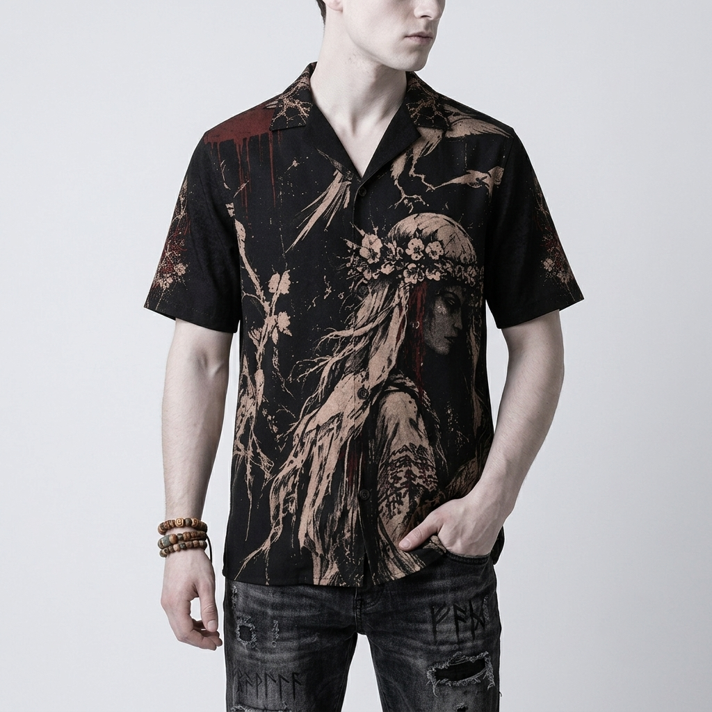 Slavic Gothic AOP Shirt | Lady of the Black Forest | Premium Slavic Gothic
