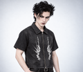Men's Gothic Grunge Denim Zip Shirt | NIGHTCRAWLER – Washed Black 285 GSM