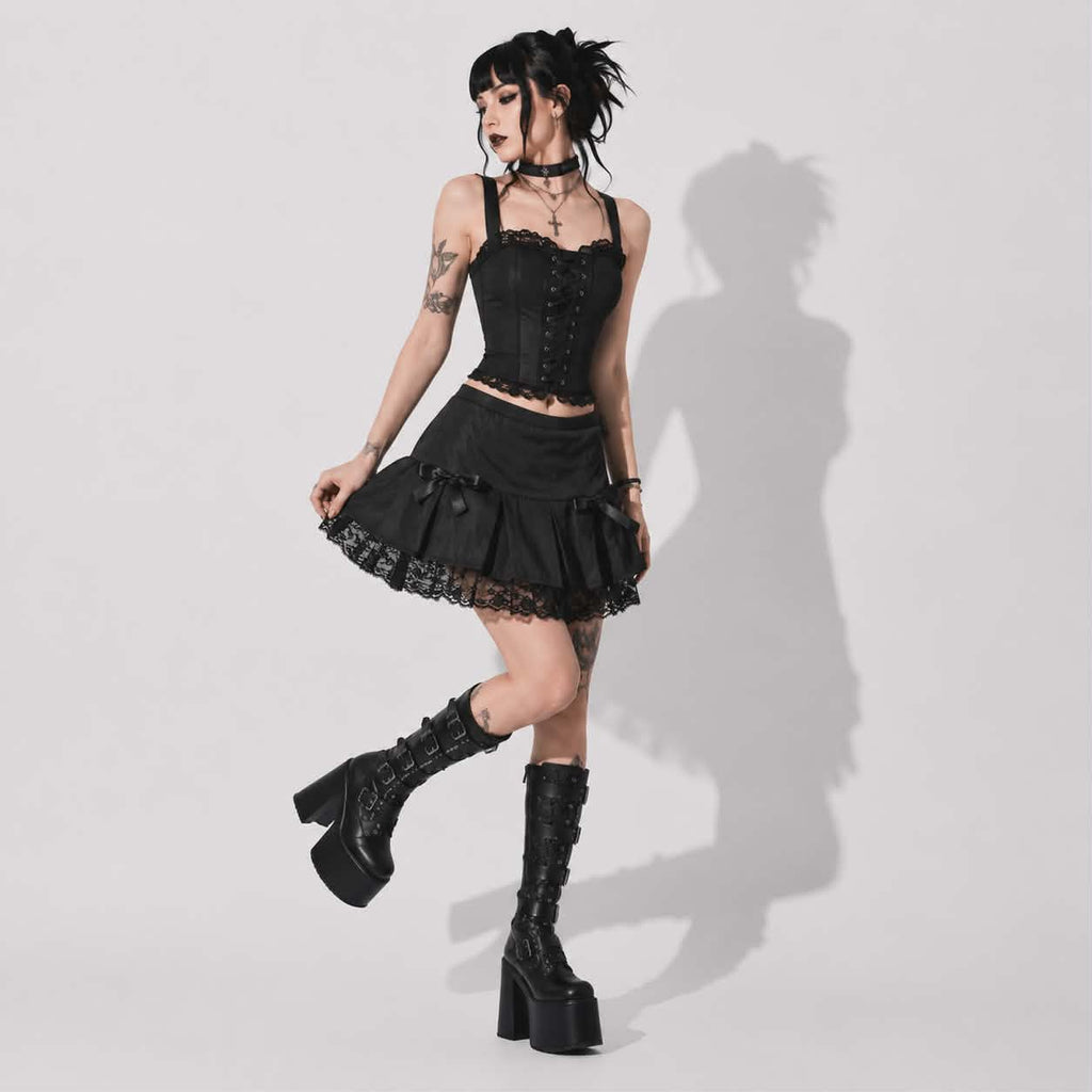 Midnight Lace Gothic Skirt | Romantic Darkwear Mini