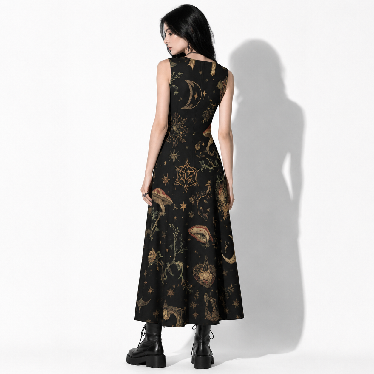 Women’s Whimsigoth Maxi Dress | Moonlit Ritual Garden – Cotton Witchcore & Mystic Forest Dress
