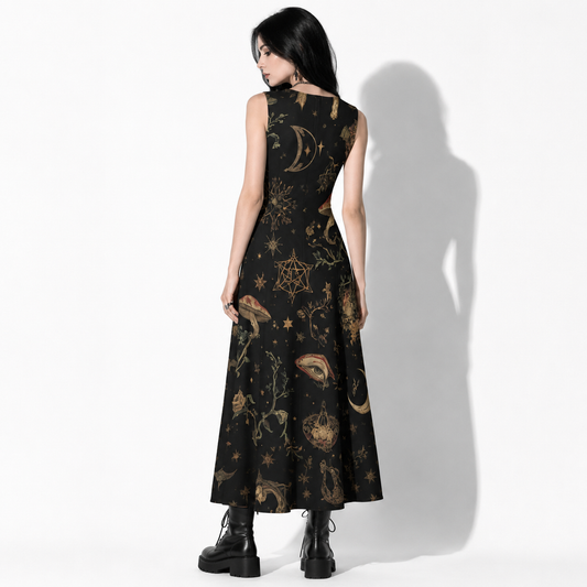 Women’s Whimsigoth Maxi Dress | Moonlit Ritual Garden – Cotton Witchcore & Mystic Forest Dress