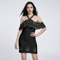 Whimsygoth Off-Shoulder Mini Dress | Wiccan Moon Garden