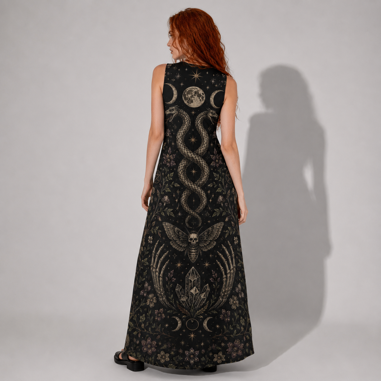 Witchcore Cotton Maxi Dress with Pockets – Wicca Summer Dress | Whimsigoth | Boho