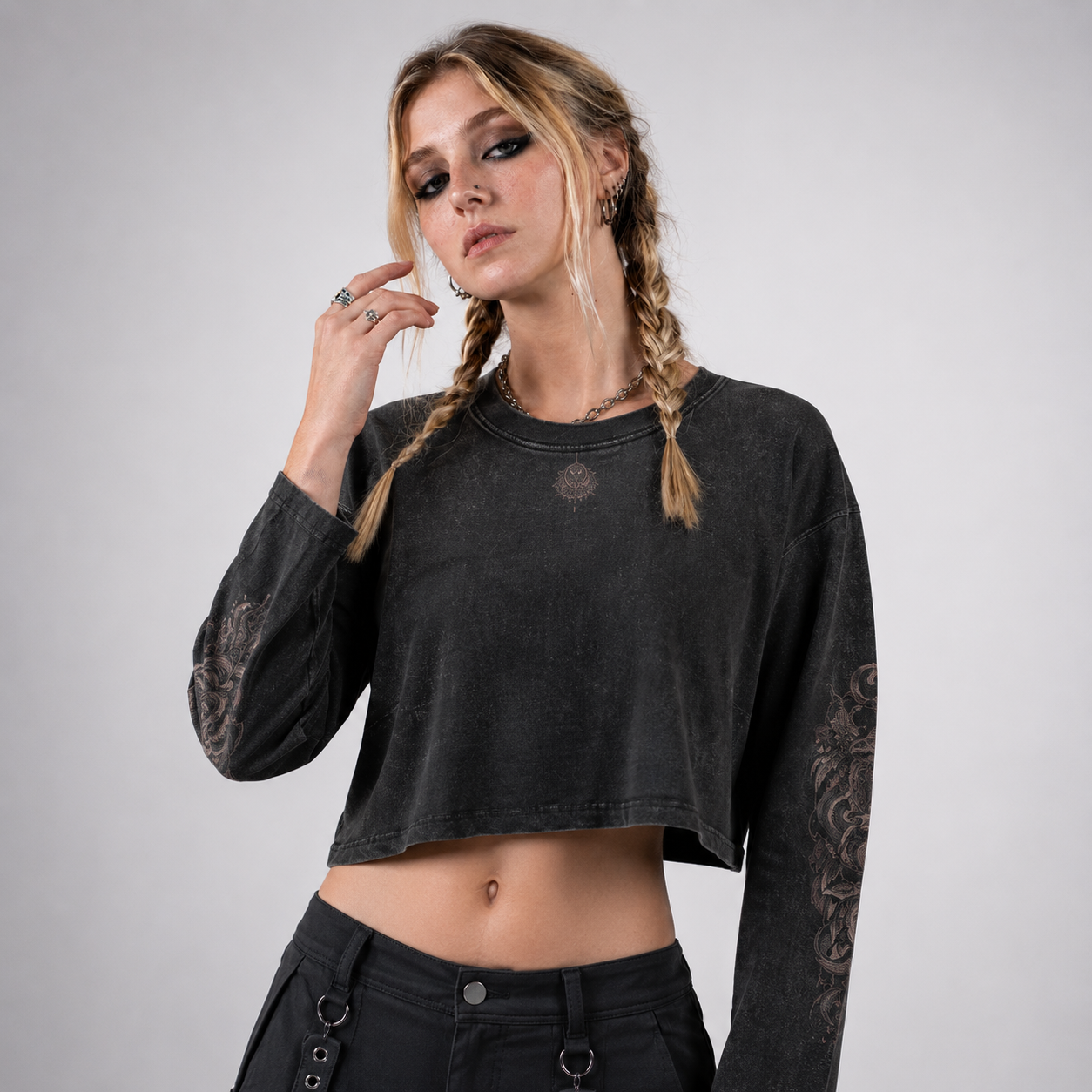 Forest Rot Moth Gothic Long Sleeve Crop Top – Witchcore Wicca