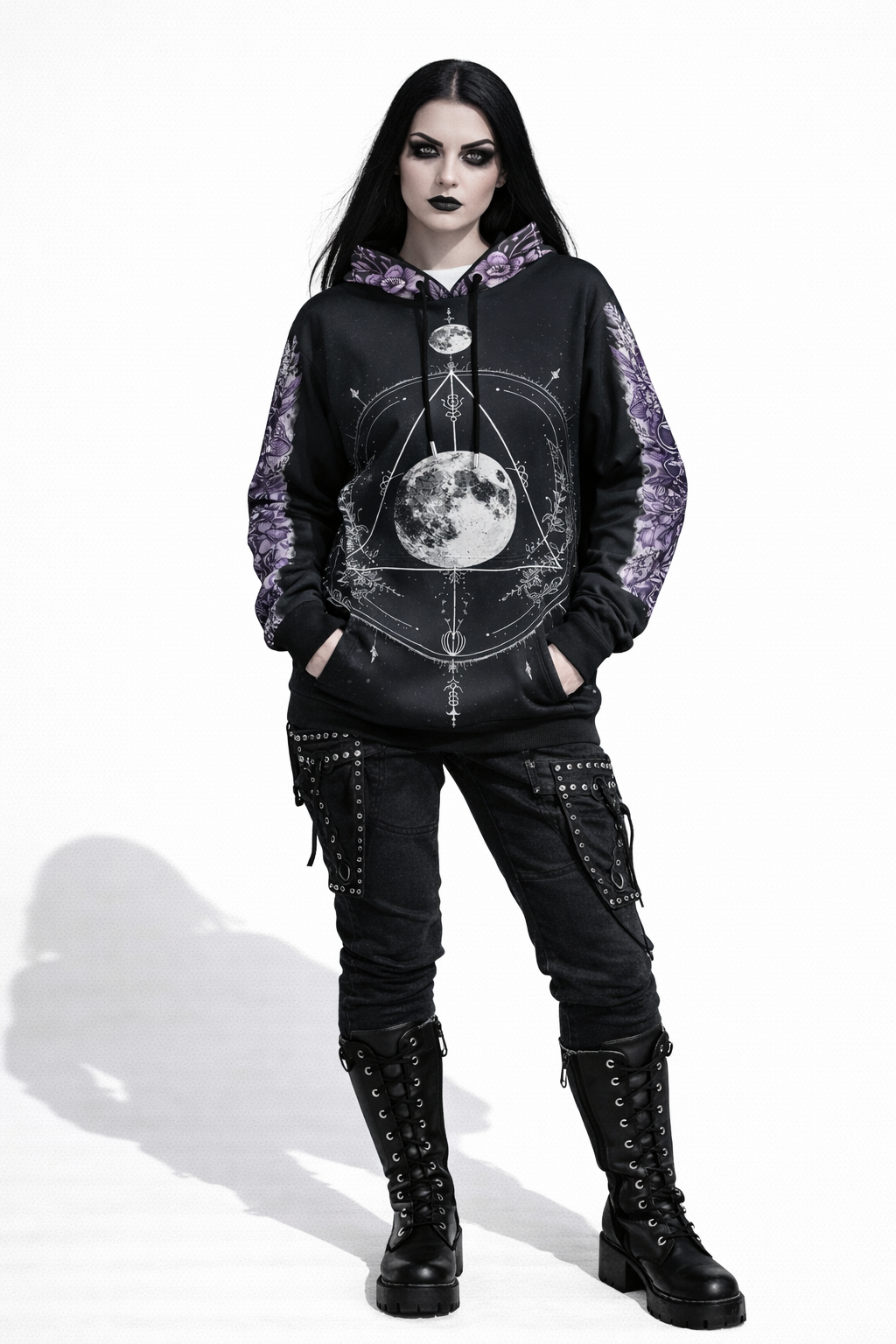 Wiccan Ritual Hoodie | Sacred Moon & Occult Geometry