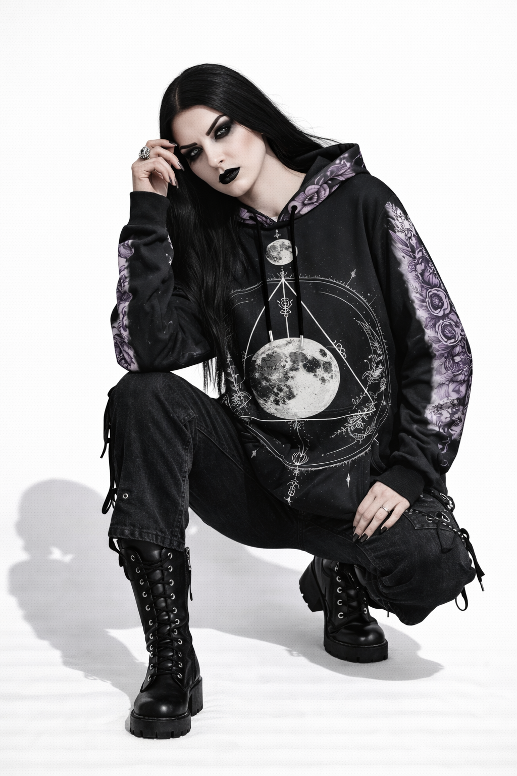 Wiccan Ritual Hoodie | Sacred Moon & Occult Geometry