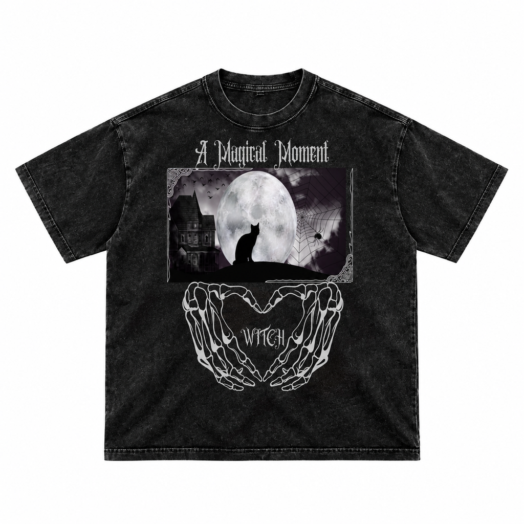 Vintage Gothic Halloween T-Shirt | MAGIC MOMENT – 250 GSM