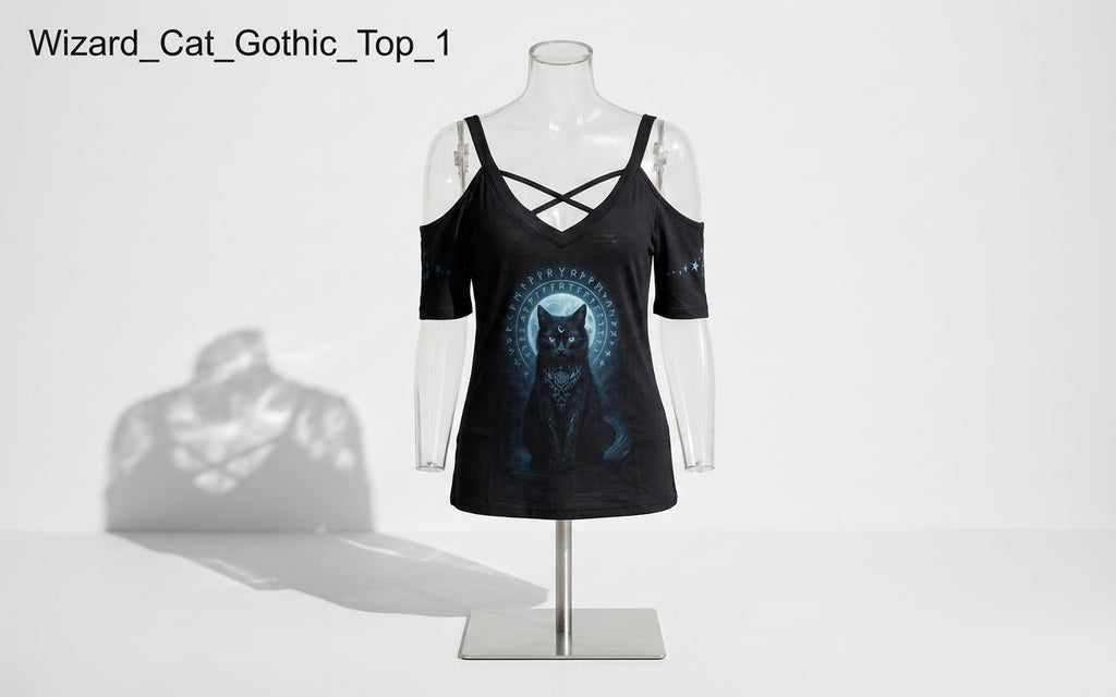 Gothic Witchcore Cold Shoulder Top | Moon Familiar