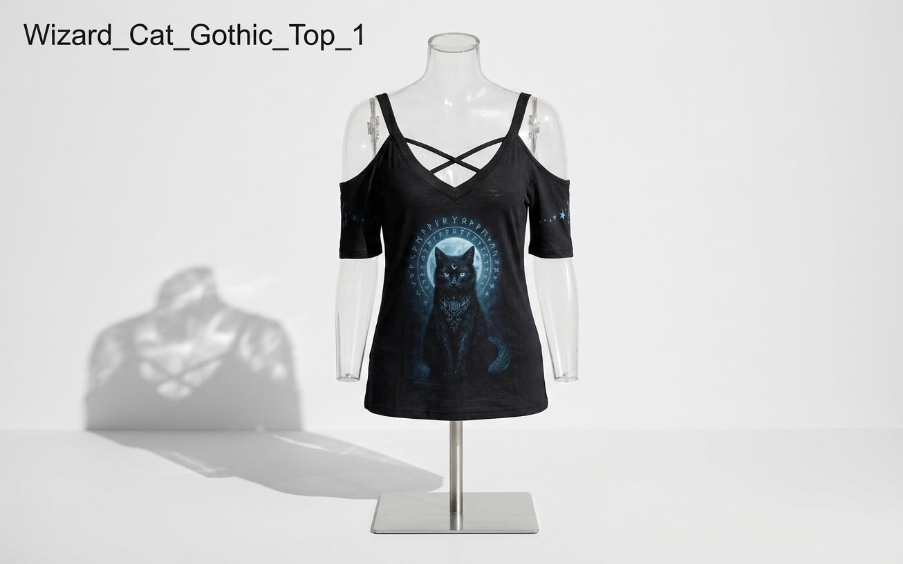 Gothic Witchcore Cold Shoulder Top | Moon Familiar