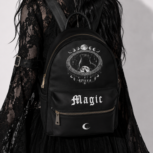 Gothic Wicca Magic Backpack – Black Witchcore Moon Backpack | Dark Aesthetic Bag
