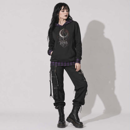 Gothic Witchcore Cat Hoodie with Moon Phases | Lunar Cat Coven Hoodie