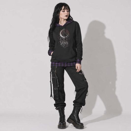 Gothic Witchcore Cat Hoodie with Moon Phases | Lunar Cat Coven Hoodie