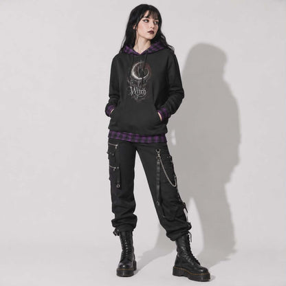 Gothic Witchcore Cat Hoodie with Moon Phases | Lunar Cat Coven Hoodie