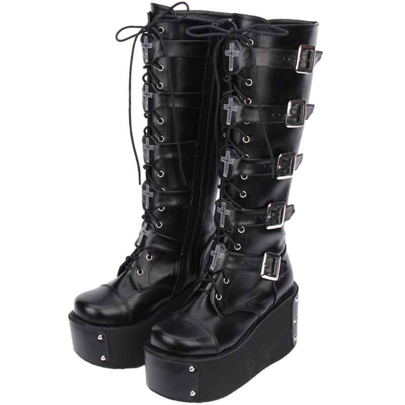 Black Metal Gothic Boots