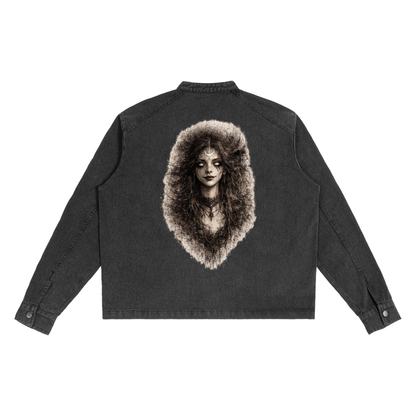 Gothic Black Denim Jacket | Wicca Dark Lady