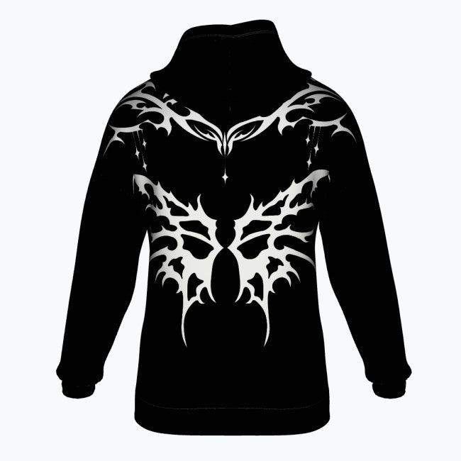 Gothic Premium Oversize AOP Hoodie | Black Cathedral – Devil Wings Ascension Hoodie 280 GSM