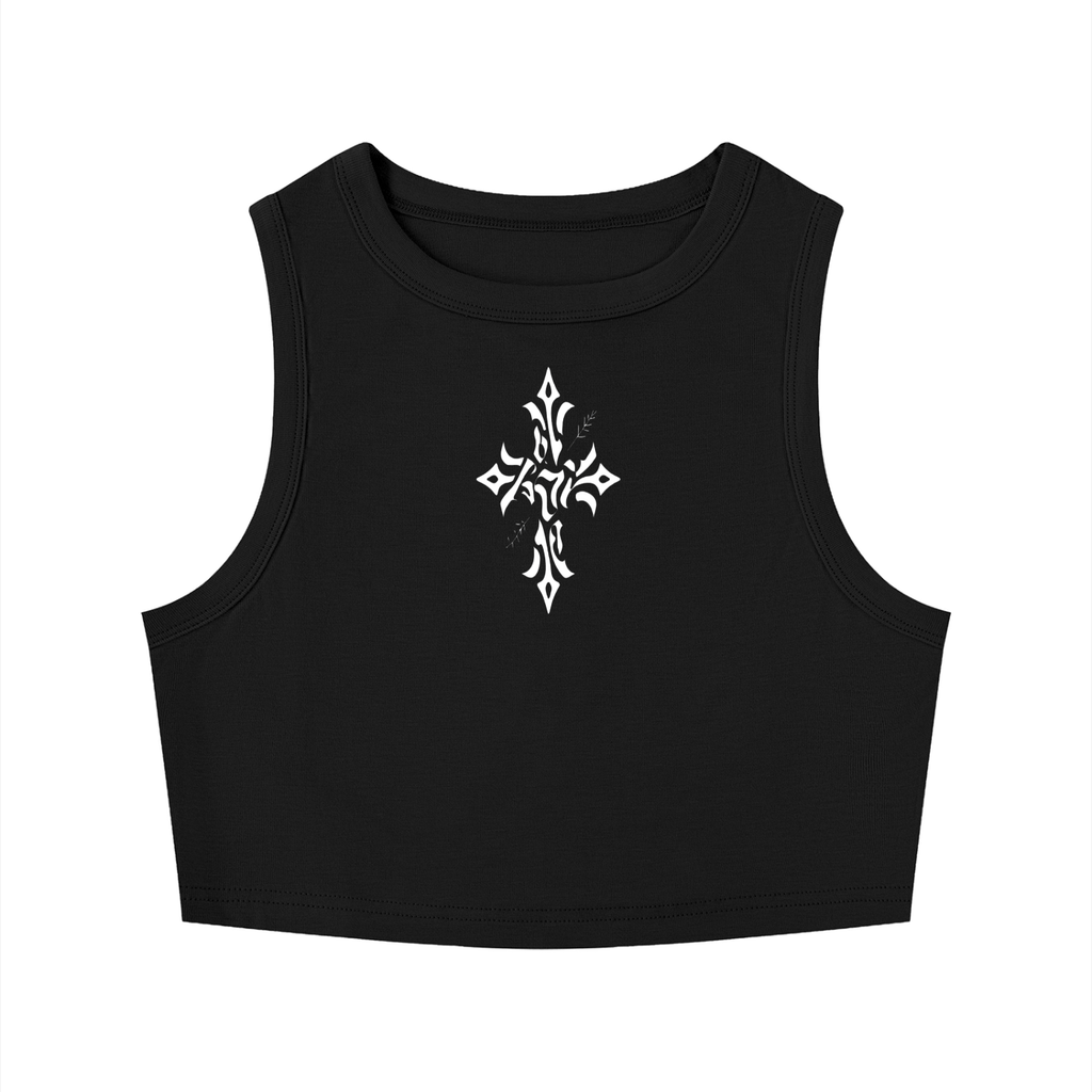 Gothic Sacral Cross Crop Top | Sleeveless Gothic Tank Top | Dark Essential