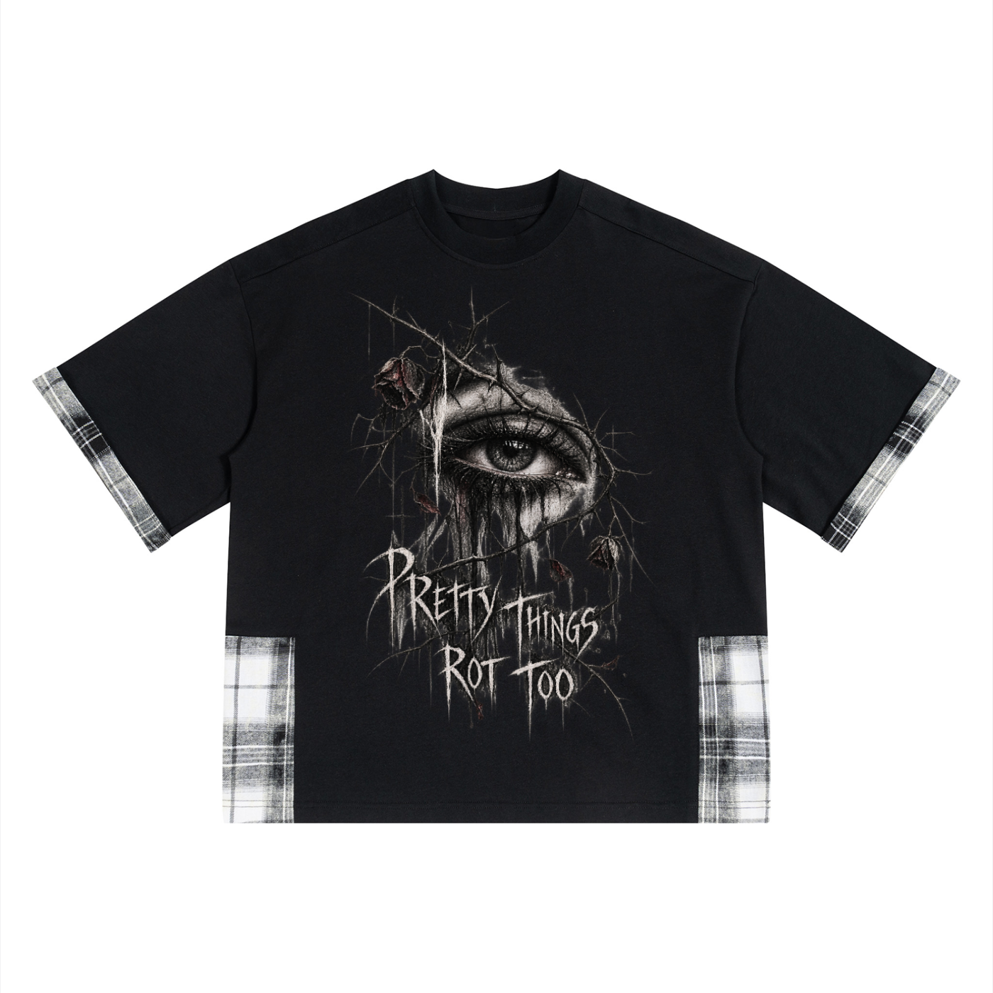 Unisex Grunge Goth Plaid T-Shirt | Pretty Things Rot Too | Gothic Streetwear