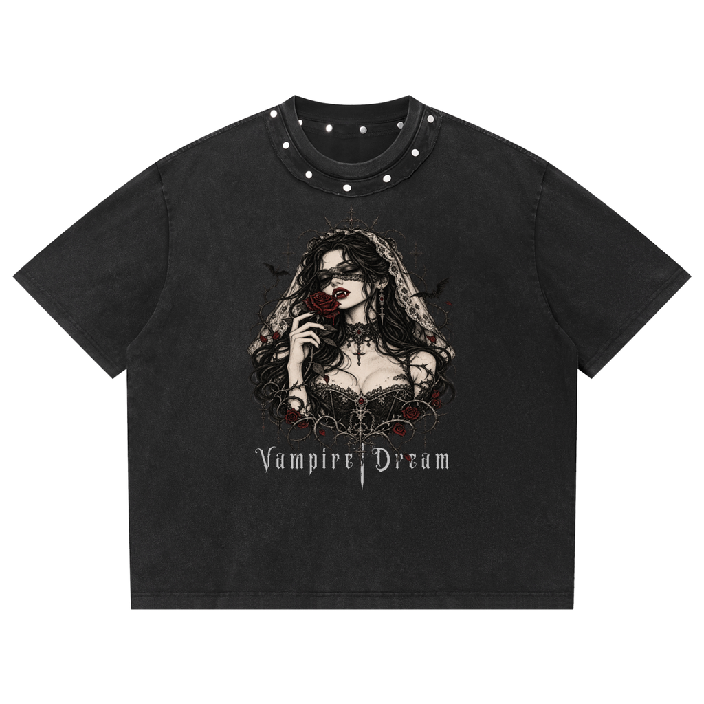 Unisex Gothic Studded T-Shirt Vampire Dream | Heavy Cotton 285 GSM