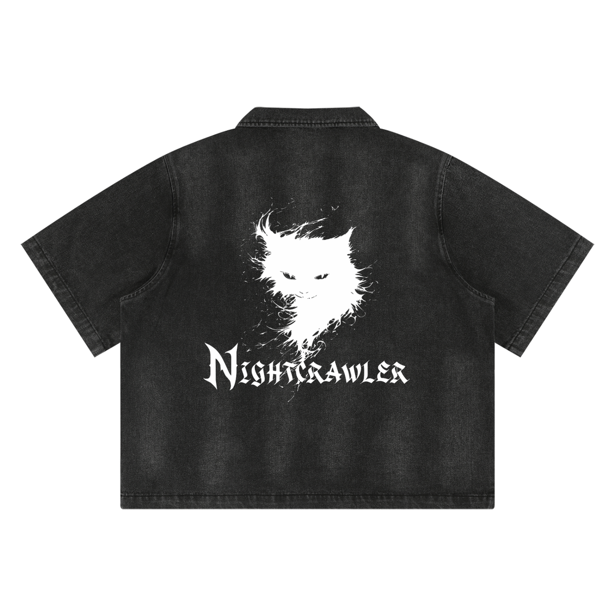 Men's Gothic Grunge Denim Zip Shirt | NIGHTCRAWLER – Washed Black 285 GSM