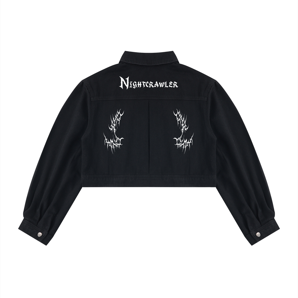 Women's Gothic Cropped Denim Jacket – NIGHTCRAWLER | Heavyweight 420 GSM