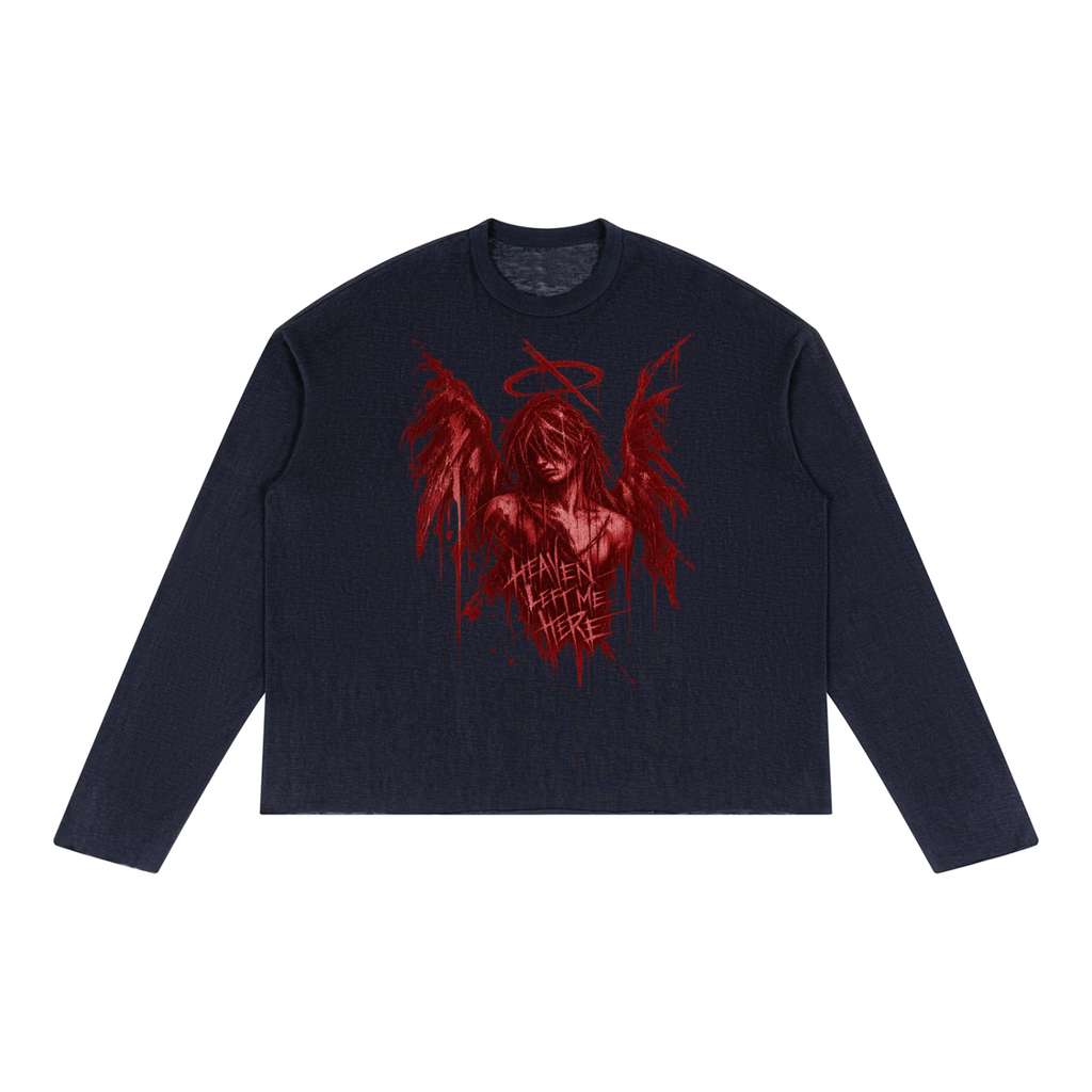 Unisex Grunge Goth Long Sleeve T-Shirt | Heaven Left Me Here | Fallen Angel