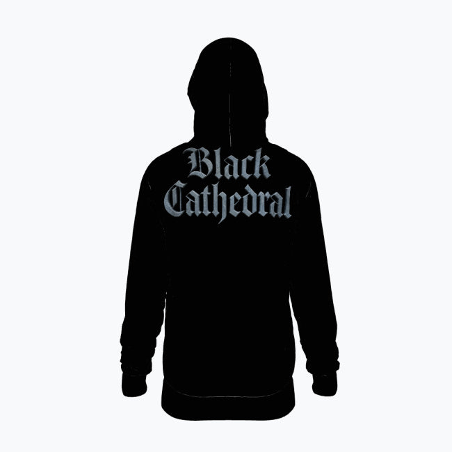 Gothic Premium Full Print Hoodie | Black Cathedral – Gray Silence Tombstone Hoodie 280 GSM