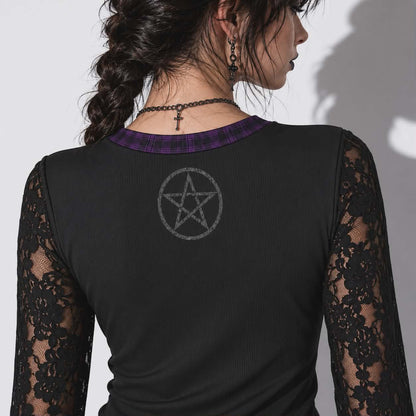 Gothic Moon Ritual Top | Witchcore Lace Gothic Shirt