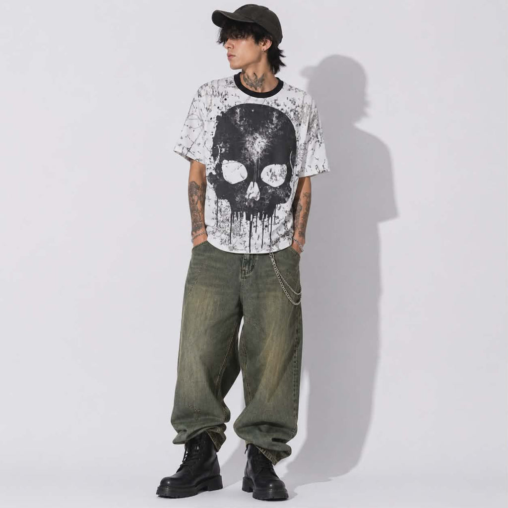 Grunge Reaper Skull T-Shirt | Gothic Alternative Streetwear Tee