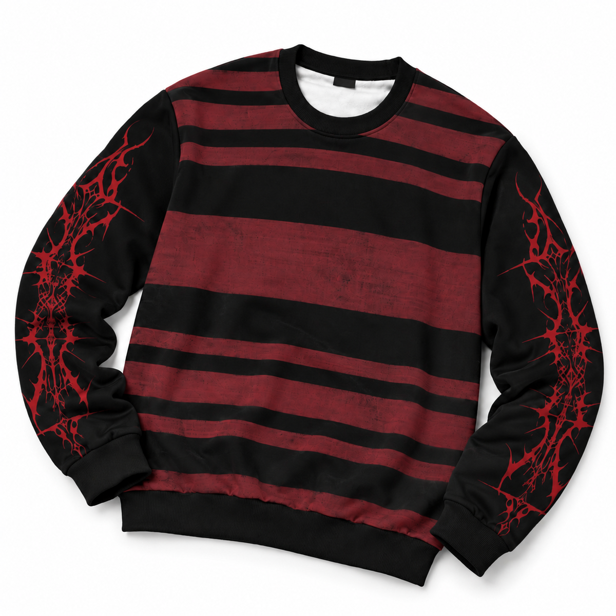 Gothic Grunge Striped Sweatshirt | Evil Stripes | 100% Cotton 310 GSM