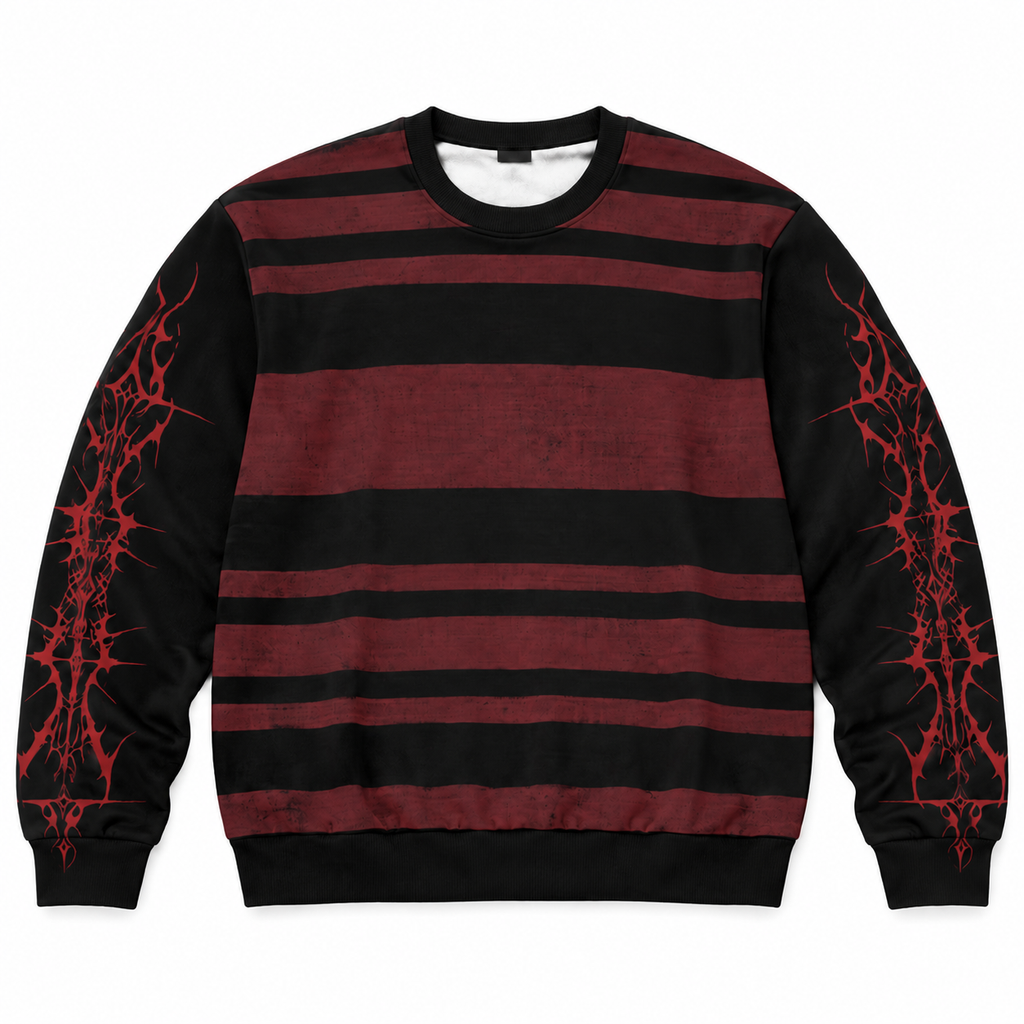 Gothic Grunge Striped Sweatshirt | Evil Stripes | 100% Cotton 310 GSM