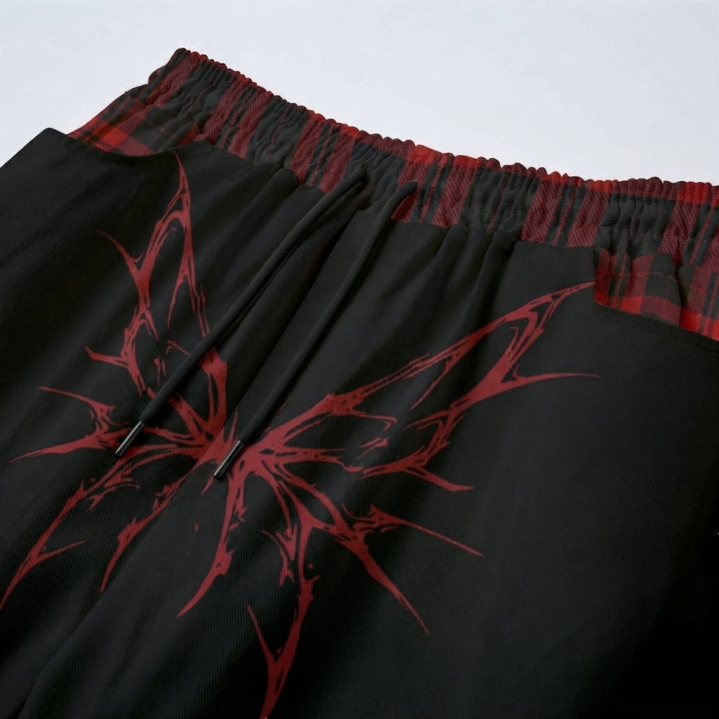 Punk Grunge Tartan Pants | Crimson Moth – 100% Cotton 245 GSM