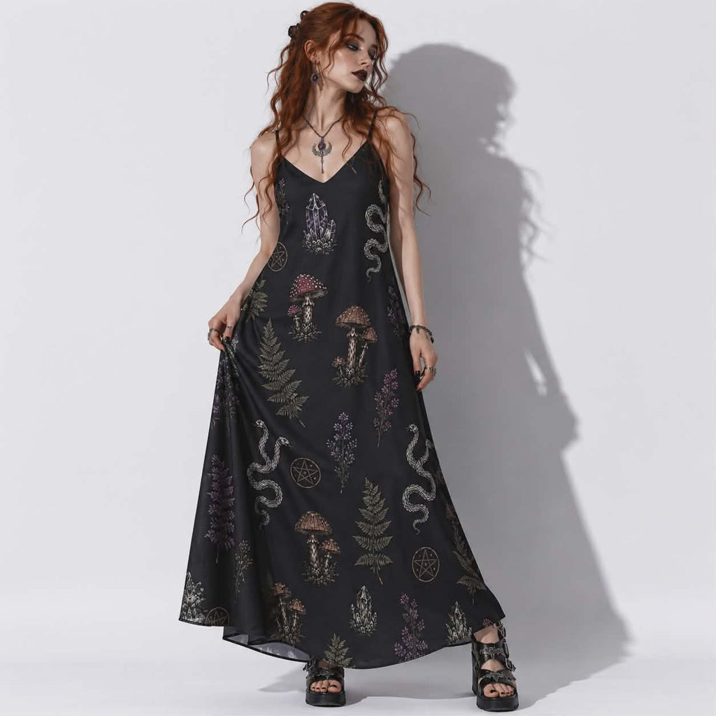 Witchwood Ritual Dress | Gothic Witchcore Maxi Dress