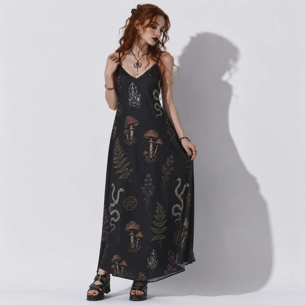 Witchwood Ritual Dress | Gothic Witchcore Maxi Dress
