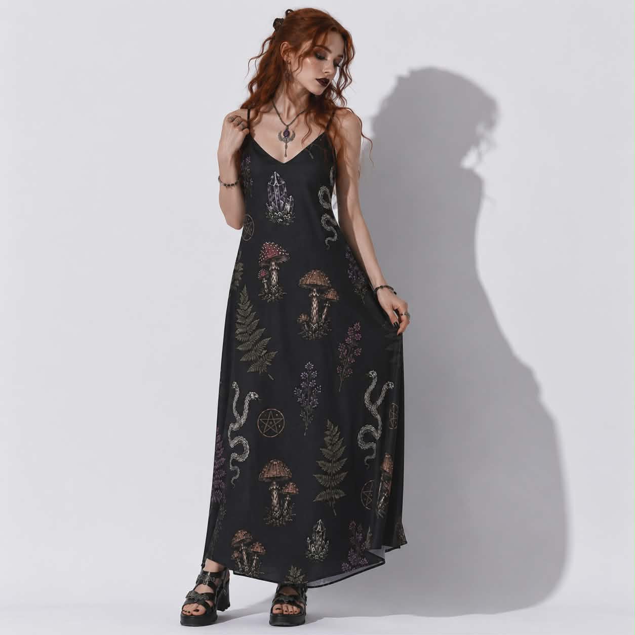 Witchwood Ritual Dress | Gothic Witchcore Maxi Dress